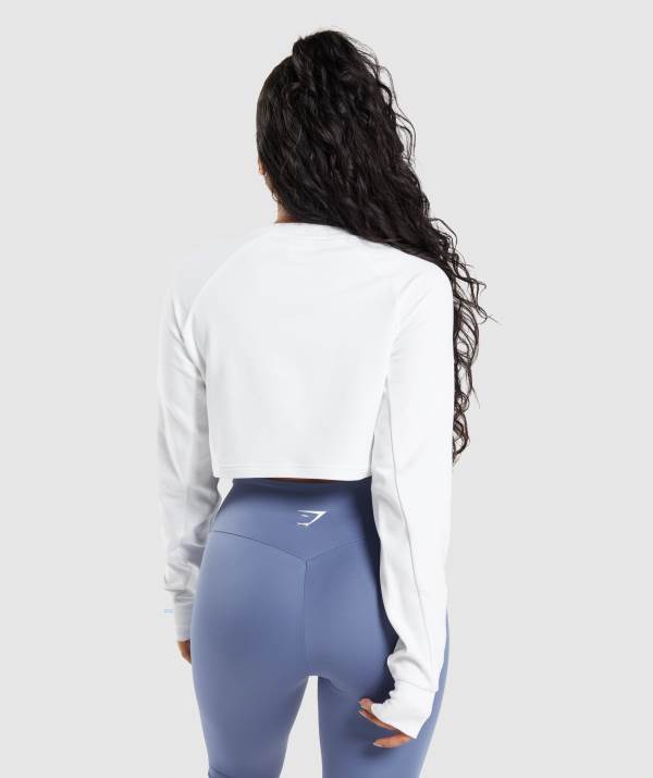Damske Mikiny Gymshark Training Cropped Sweater Biele | IP9470851